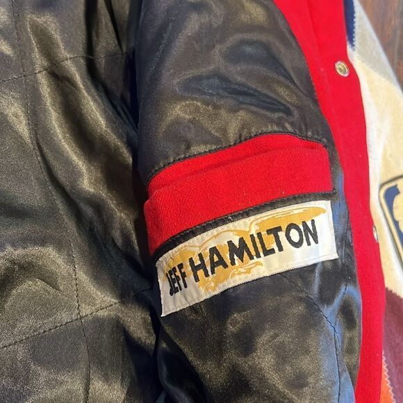 NBA BASKETBALL HARDWOOD CLASSICS HAMILTON LEATHER ABA PATCH JACKET 4XL GUC - Picture 12 of 15